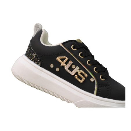 Paciotti 4US K25990 Sneakers Bambina Stringate con Zip Laterale Nero/Glitter