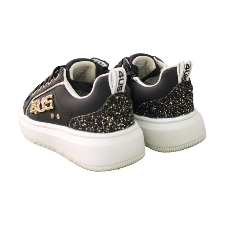 Paciotti 4US K25990 Sneakers Bambina Stringate con Zip Laterale Nero/Glitter