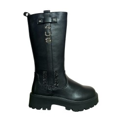 Paciotti 4US M24271 Stivaletto Bambina Gambale Alto Con Zip Laterale Nero