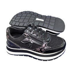  Renato Balestra  ZS20 Sneakers Donna Platform Stringate Con Zip Laterale Nero 2