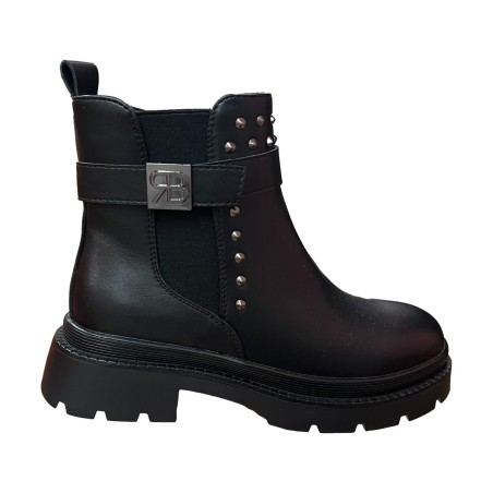  Renato Balestra RB3628 Stivaletto Donna Con Borchie e Zip Laterale Black
