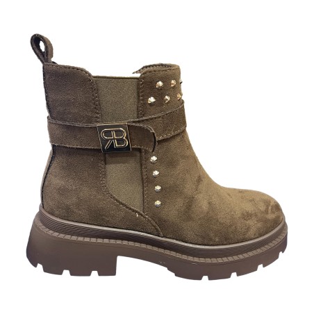  Renato Balestra RB3628 Stivaletto Donna Con Borchie e Zip Laterale Khaki