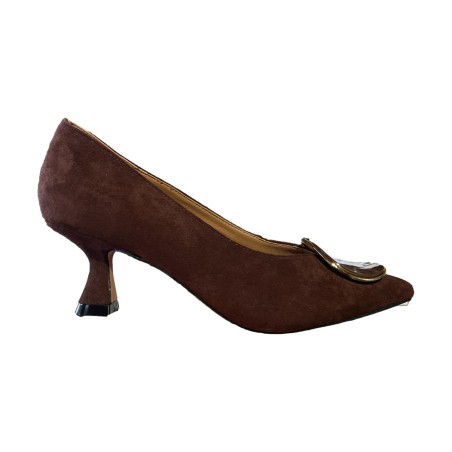 Gold & Gold GD 326 Scarpe Donna Décolleté Tacco Basso con Dettaglio Vernice Brown