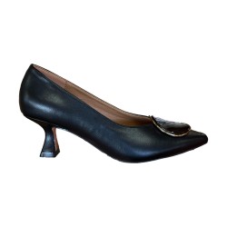 Gold & Gold GD 326 Scarpe Donna Décolleté Tacco Basso con Dettaglio Vernice Nero