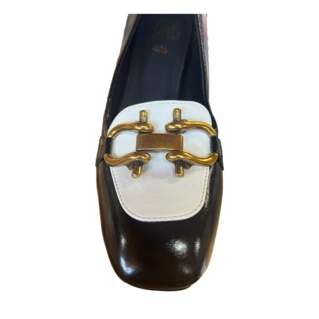 Gold & Gold GP 885 Scarpe Donna Décolleté in Vernice con Tacco Basso con Dettaglio Black White