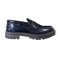 BRUSCIANO Made In Italy 014R  Mocassino Uomo In Vera Pelle Abrasivato Blu