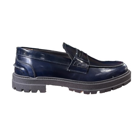 BRUSCIANO Made In Italy 014R  Mocassino Uomo In Vera Pelle Abrasivato Blu