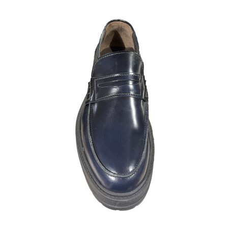 BRUSCIANO Made In Italy 014R  Mocassino Uomo In Vera Pelle Abrasivato Blu