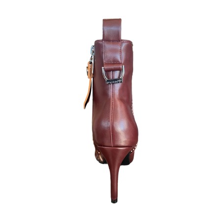 Braccialini B20 Tronchetto Donna Tacco Alto Zip Laterale Bordeaux 