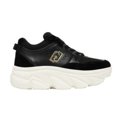 LIU JO STEFFY01 Sneakers Donna Stringate Platform con Logo Laterale Black