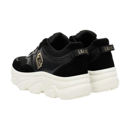 LIU JO STEFFY01 Sneakers Donna Stringate Platform con Logo Laterale Black