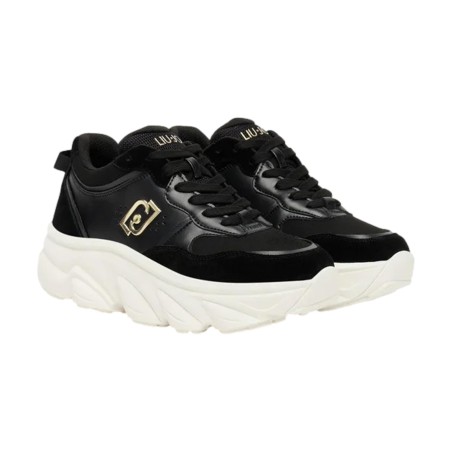 LIU JO STEFFY01 Sneakers Donna Stringate Platform con Logo Laterale Black