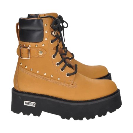 CULT 4641 ROCKY Anfibi Donna Mid Nubuck Stringati Con Zip Laterale Chestnut