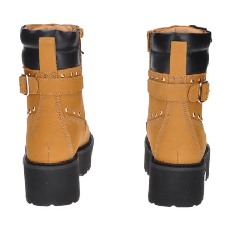 CULT 4641 ROCKY Anfibi Donna Mid Nubuck Stringati Con Zip Laterale Chestnut