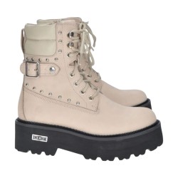 CULT 4641 ROCKY Anfibi Donna Mid Nubuck Stringati Con Zip Laterale Off White
