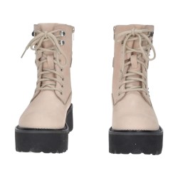 CULT 4641 ROCKY Anfibi Donna Mid Nubuck Stringati Con Zip Laterale Off White 2