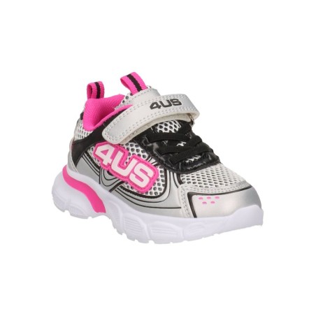 Paciotti 4US K251057 Sneakers Bambina Con Lacci Elastici e Strappo Grigio Nero Fucsia