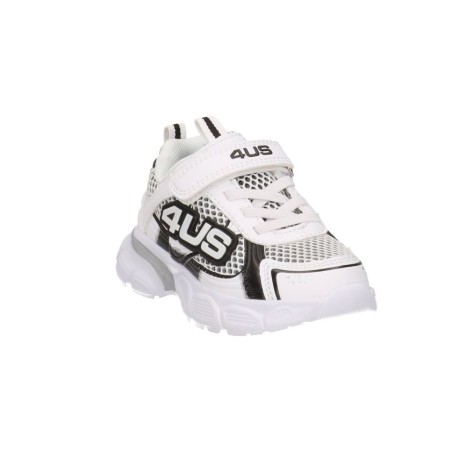 Paciotti 4US K251057 Sneakers Bambino Con Lacci Elastici e Strappo Bianco Nero