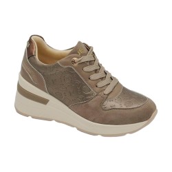Paciotti 4BX111 Sneakers Donna Con Zeppa Stringate Khaki 