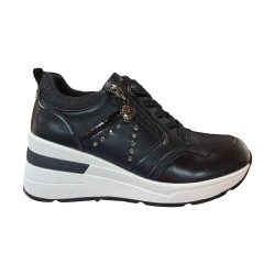 Paciotti 4BX112 Sneakers Donna Con Zeppa Stringate Con Zip Laterale Nero