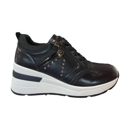 Paciotti 4BX112 Sneakers Donna Con Zeppa Stringate Con Zip Laterale Nero