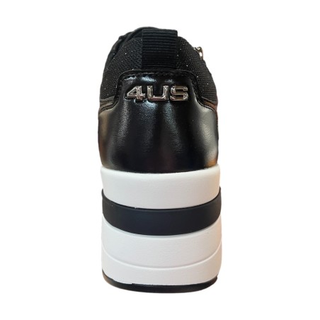 Paciotti 4BX112 Sneakers Donna Con Zeppa Stringate Con Zip Laterale Nero