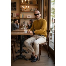 Urban Ring UR9100012 Maglioncino Uomo Girocollo Viscosa Punto Riso Senape 2