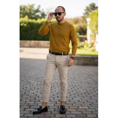 Urban Ring UR9100012 Maglioncino Uomo Girocollo Viscosa Punto Riso Senape