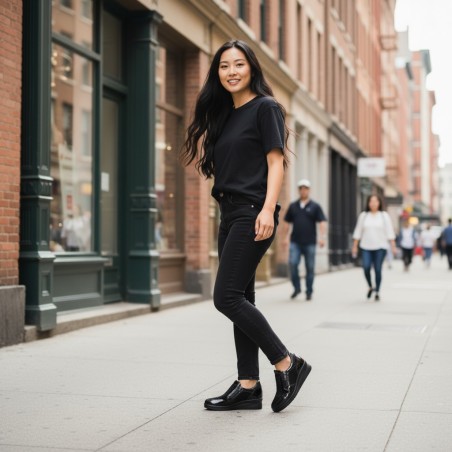 Riposella Manuela WB01BX Sneakers Donna con Cerniera e Strass Extra Comfort Nero