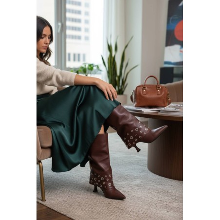 Gold & Gold GV111 Stivaletto Donna Tacco Medio Bordeaux
