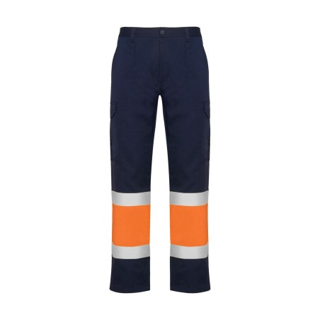 Roly NAOS 9300 Pantalone Lungo Uomo Multitasche Bicolore ad Alta Visibilità Blu/Arancio Fluo