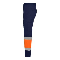 Roly NAOS 9300 Pantalone Lungo Uomo Multitasche Bicolore ad Alta Visibilità Blu/Arancio Fluo 2