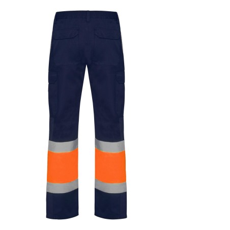 Roly NAOS 9300 Pantalone Lungo Uomo Multitasche Bicolore ad Alta Visibilità Blu/Arancio Fluo