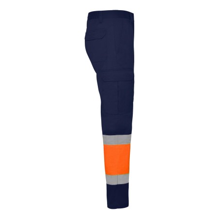 Roly NAOS 9300 Pantalone Lungo Uomo Multitasche Bicolore ad Alta Visibilità Blu/Arancio Fluo