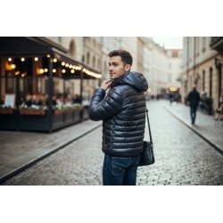 Urban Ring UR 9140001 Piumino Uomo con Cappuccio 100g Nero 2
