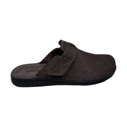 Mauri Moda LBU39311 001 Pantofola Uomo in Pelle Scamosciata Con Velcro T.Moro