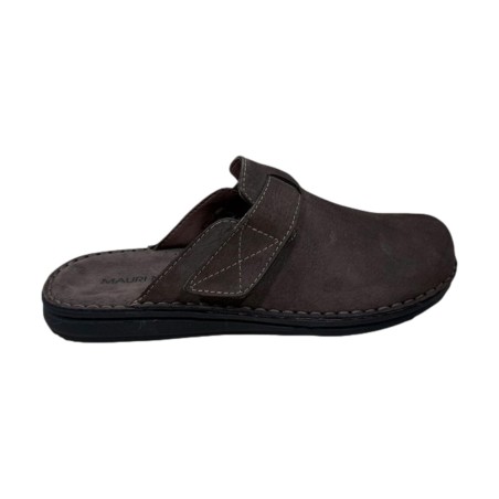 Mauri Moda LBU39311 001 Pantofola Uomo in Pelle Scamosciata Con Velcro T.Moro