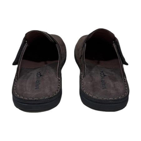 Mauri Moda LBU39311 001 Pantofola Uomo in Pelle Scamosciata Con Velcro T.Moro