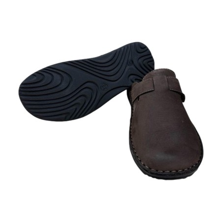 Mauri Moda LBU39311 001 Pantofola Uomo in Pelle Scamosciata Con Velcro T.Moro