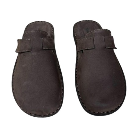 Mauri Moda LBU39311 001 Pantofola Uomo in Pelle Scamosciata Con Velcro T.Moro