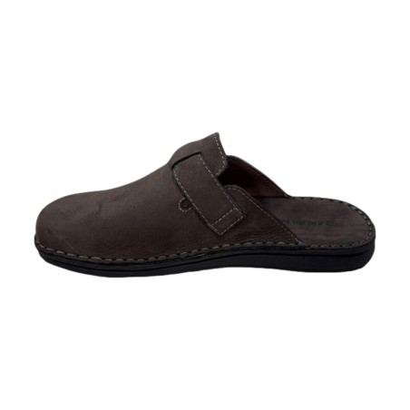 Mauri Moda LBU39311 001 Pantofola Uomo in Pelle Scamosciata Con Velcro T.Moro