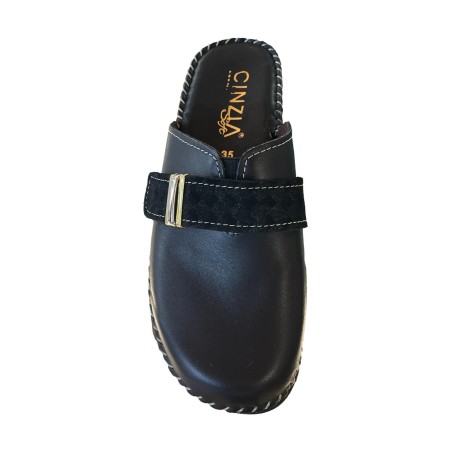 Cinzia Soft IU406623 002 Pantofola Donna in Vera Pelle Made in Italy Nero