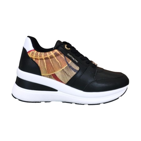 Gattinoni Linea Planetarium NEW EDISON 6314 Scarpe Donna Sneaker Con Zeppa Stringate Black