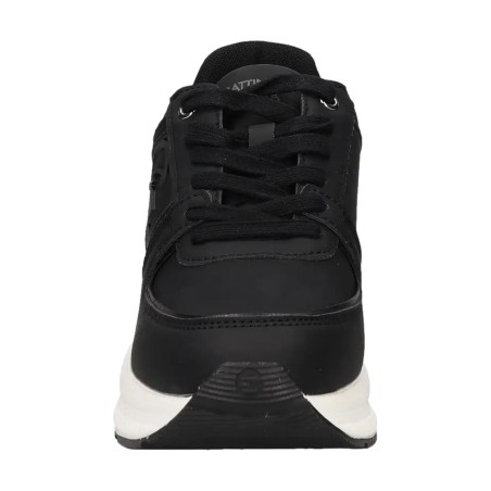 Gattinoni Roma NEW EDISON 1614 Scarpe Donna Sneaker Con Zeppa Stringate Black