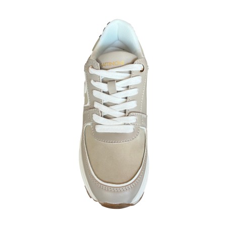 Gattinoni Roma NEW EDISON 1614 Scarpe Donna Sneaker Con Zeppa Stringate Beige