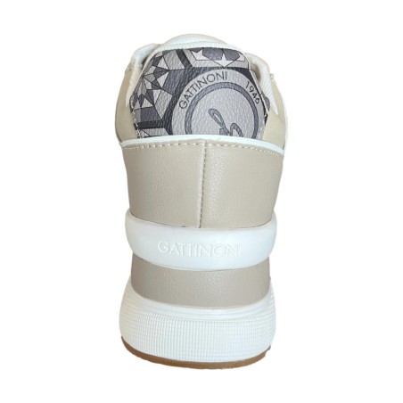 Gattinoni Roma NEW EDISON 1614 Scarpe Donna Sneaker Con Zeppa Stringate Beige