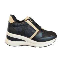 Gattinoni Linea Planetarium NEW EDISON 6314 Scarpe Donna Sneaker Con Zeppa Stringate Black