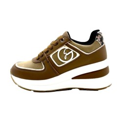 Gattinoni Roma NEW EDISON 1614 Scarpe Donna Sneaker Con Zeppa Stringate Brown