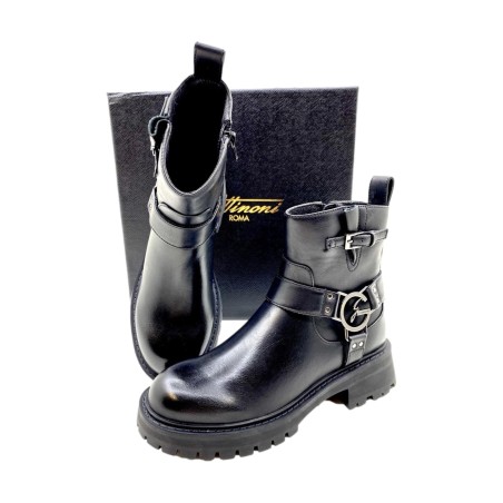 Gattinoni Roma BARRIE 1603 Stivaletto Donna Con Accessorio e Zip Laterale Black
