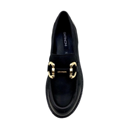 Gattinoni Linea Planetarium BELL 6328 Mocassino Donna Platform Con Accessorio Nero